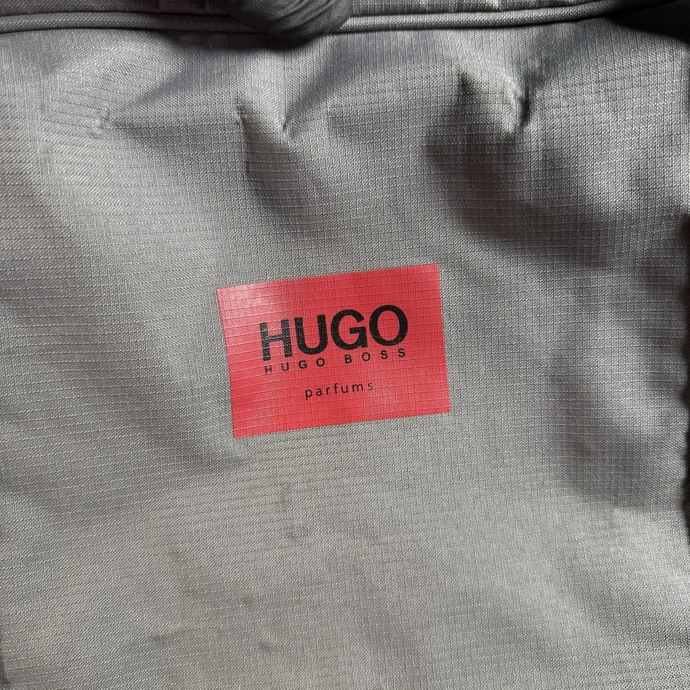 Hugo Boss‎ Parfums Gray Ripstop Nylon Travel Duffel Bag Mens Large